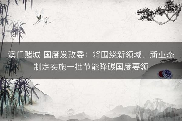 澳门赌城 国度发改委：将围绕新领域、新业态制定实施一批节能降碳国度要领