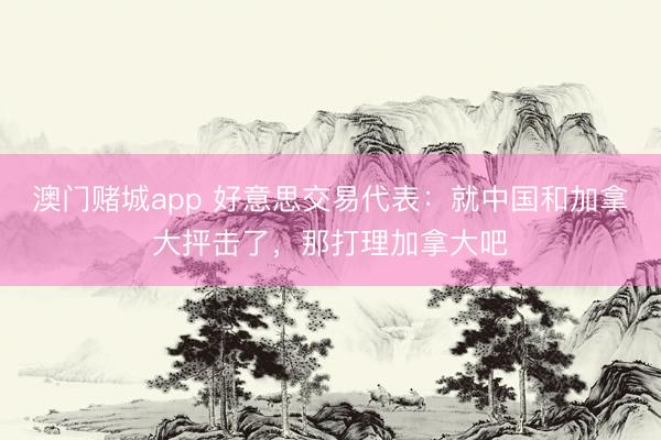 澳门赌城app 好意思交易代表：就中国和加拿大抨击了，那打理加拿大吧