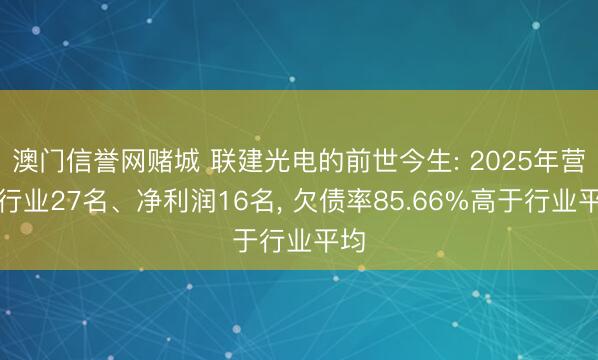 澳门信誉网赌城 联建光电的前世今生: 2025年营收行业27名、净利润16名, 欠债率85.66%高于行业平均